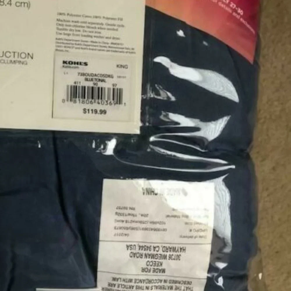 NIP BLUE DOWN ALTERNATIVE KING COMFORTER